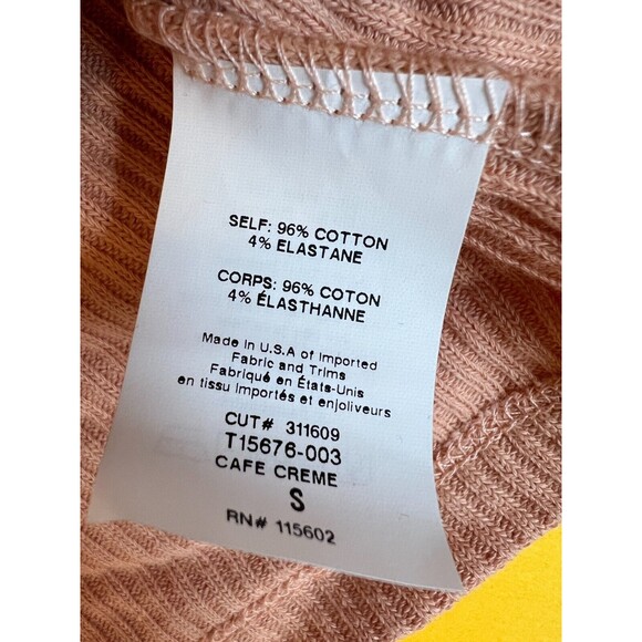 Lush Ribbed Long Sleeve Henley Top Womens S Button Cropped Tan Knit Casual NWT - Picture 5 of 6